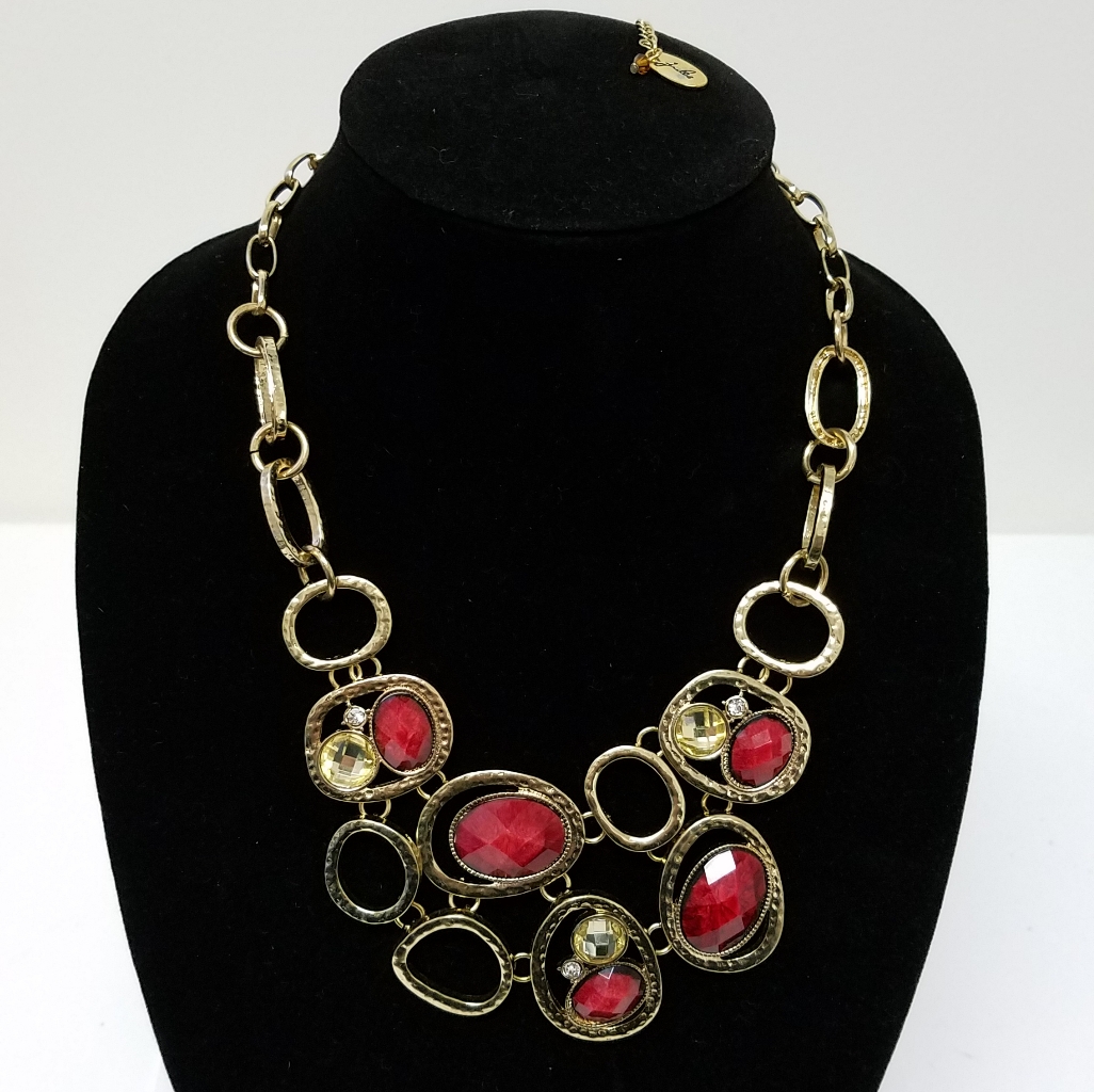 Jules Necklace. Red And Gold.